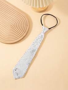 1pc 35cm Sequin Zipper Tie, Adjustable Unisex Student Shiny Tie For Daily Wear, Party, Performance, School Uniform, Holiday Show