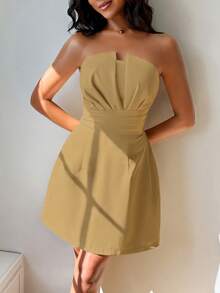 Women's Elegant And Sexy Tube Top Skirt Solid Color