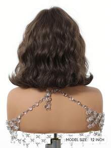 1 件女士合成短波浪鲍勃假发，黑色假发直发，冷棕色假发，短卷发刘海，12 英寸长，适合日常使用，自然逼真的假发，适合万圣节和圣诞节新年狂欢节音乐节角色扮演、女孩礼物、夏季毕业礼物、现成礼物、万圣节圣诞节礼物