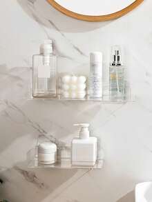 Acrylic Floating Shelves - 2 Packs Organizer Wall Rack For Bathroom, Bedroom Or Kitchen - Easily Installs With Adhesive (No Drilling Required) Or Screws (Drilling Required) - Modern Shelving - Multicolor - View 7