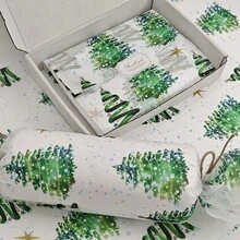 10张，薄纸，带有彩灯和圣诞树图案，50厘米X35厘米礼品包装纸，适用于婚礼、圣诞礼物、生日礼物包装、花束包装、礼品袋填充、派对礼物 - 彩色 - 查看 4