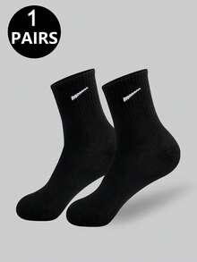 1 双/5 双/6 双女士休闲长袜，简单舒适日常穿着男女通用中筒袜，秋季袜子