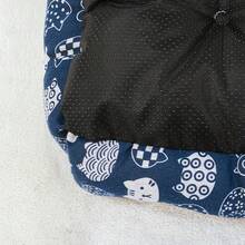 SUNFIONA 1pc Soft Pet Bed For Cats & Small Dogs - Plush Polyester Fill, Blue Paw Print Design, Durable Indoor Sofa Cushion, Easy To Clean, Cozy & Comfortable For Indoor Pets, Cat Bed, Playful Pet Design, Easy Clean Material