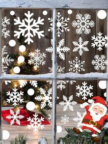 4sheets/Set, 137 Sheets Christmas Window Stickers - 4 Sheets Christmas Window Stickers Snowflake Christmas Decoration Christmas Window Stickers Holiday Window Stickers Winter Decoration Holiday, Snowflake Window Stickers - Static White Snowflake Christmas And Winter Door Decorations - Multicolor - View 5
