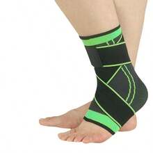 尼龙带压缩脚踝套透气防滑压缩包裹适用于运动和健身耐用户外足部保护装备（单包装）脚踝健身房健身房配件 - 黑色 - 查看 8