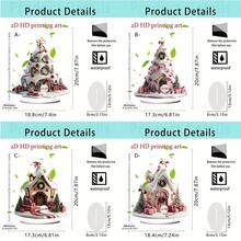 1/4pcs Christmas Cottage Desktop Decoration Ornaments, 2D Acrylic Christmas Party Supplies, Christmas Tree Cottage And Gift Design, Living Room Bedroom Home Decoration, Office Desktop Decoration, Christmas Gift - Multicolor - View 7