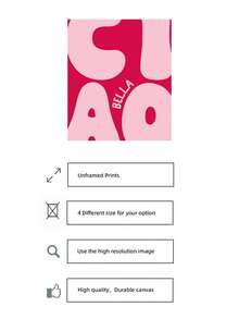 1pc Frameless "Ciao Bella" Pink Monochrome Wall Art Y2K Girly Academia Aesthetic Poster, Bold Typography Print For Teen Bedroom/Dorm Decor, Funky Posters Room Decor & Back To School Gift (Frameless Canvas Print) - Multicolor - View 5
