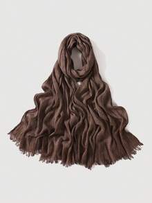 1 Khăn choàng tua rua xếp ly Modal trơn màu dành cho nữ, Khăn trùm đầu thường ngày, Khăn choàng giữ ấm chống nắng Hijab dùng khi mặc váy - nhiều màu - Xem 15