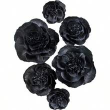 CZ Black Paper Flowers Decorations For Wall Black Artificial 3D Flowers For Wedding Decor  Shower Bridal Shower Set 6 8434 - màu đen - Xem 1