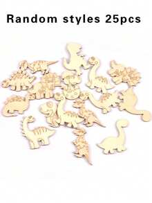 25/50 Pcs DIY Wooden Cartoon Dinosaur Craft Set - Unfinished Hollow Cut Painting And Decoration, Perfect For Home, Wedding, Party, Birthday - Multicolor - View 9