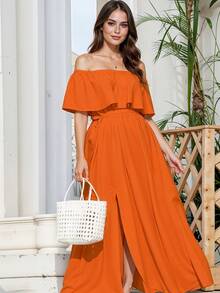 Women Maxi Dresses - 橘色 - 查看 3