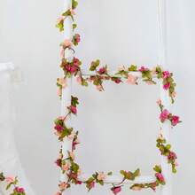 1/4PCS 100 Ft Flower Garland Artificial Rose Vine With Green Leaves Hanging Artificial Flower Vines Ivy Garlands Wall Autumn Decor Garden Decor For Room Wedding Birthday Arch Decor, Outdoor Garden Decorations,Autumn Home Decor ﻿