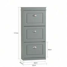 SoBuy 3 Flip-Drawers Shoe Cabinet Shoe Rack Shoe Storage Cupboard Organizer Blue W53 X D24 X H118cm FSR94-B - 灰色 - 查看 3