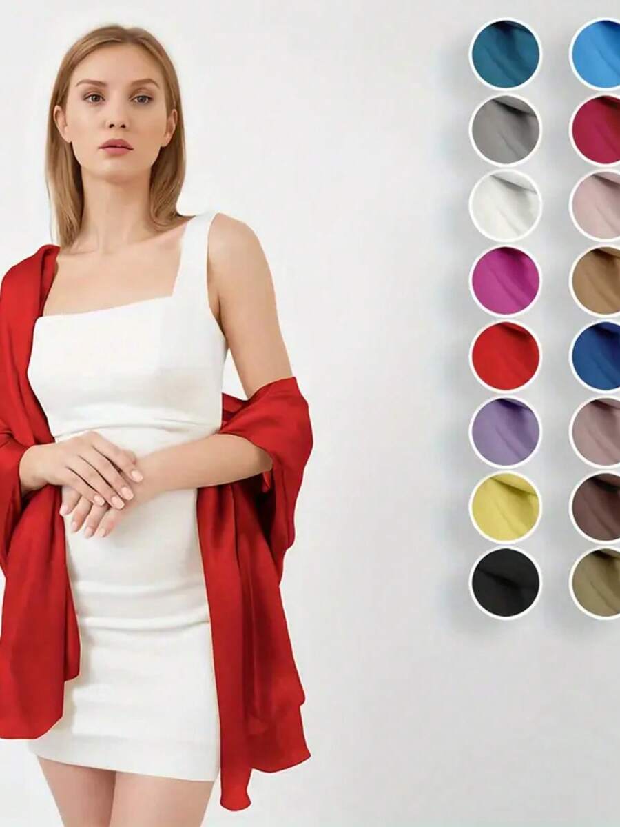 1pc Fashion Evening Dress Shawl, Lightweight Shawl, Extra Long Bridal Shawl For Women, Suitable For Wedding Party - A - View 1