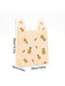 50 Printed Shopping Bags With Handles, Pineapple Tote Bags, Plastic Packaging Bags, Jewelry Bags, Disposable Durable Grocery Retail Bags, Suitable For Supermarkets, Restaurants, And Daily Use, Suitable For Graduation Season, Birthday Parties, Mother's Day And Eid Al Adha, Distribution Bags, Gift Packaging Bags, Christmas Party Supplies, Wedding Party Supplies