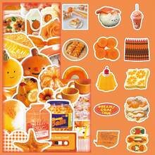 50pcs Orange Ins Style Minimalist Cartoon Cute Decorative Stickers For Tissue Box, Desktop Mirror, DIY - Multicolor - View 4