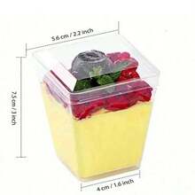 100/50/40/30/20/10 كوب حلوى، أكواب آيس كريم شفافة صغيرة، مع/بدون أغطية أكواب موس للتيراميسو والحلويات والوجبات الخفيفة والحفلات، أوعية طعام
