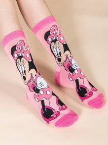 Disney 两双米奇米妮卡通中筒袜，吸湿透气，时尚万圣节风格 - 完美礼物，适合派对、日常穿着、休闲活动、情侣袜 - 彩色 - 查看 2