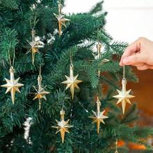 12 Pcs Premium Star Of Bethlehem Christmas Ornaments Set -Shatterproof Plastic Hanging Tree Decorations For Xmas Party, Church & Home Holiday Decor - Gold Glitter Star-Shaped Ornament Collection - Perfect Christmas Alternative, Holiday Gift Decor For Winter Festival, Advent Wreath, Mantel & Window Display - Durable Lightweight Unbreakable Xmas Decor For Indoor Outdoor Use
