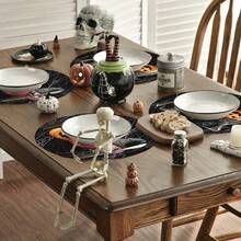 4 Stücke/6 Stücke/8 Stücke Halloween Schwarze Runde Tischsets, 38 cm Spinnennetz Muster Küchen- und Esszimmer Tischsets, geeignet für Feierlichkeiten