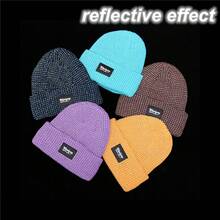TOHUIYAN Magical Reflective Knitted Hats High Visibility Winter Warm Fleece Ski Caps Women Men Skullies Beanie Hat For Night Running Walking Cycling - A - View 8