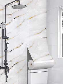 3 rotoli di carta da parati autoadesiva a motivo marmorizzato bianco, pannelli murali in schiuma di polietilene impermeabili e resistenti all'umidità, personalizzabili, adesivi murali rimovibili spessi per decorazione di cucina, soggiorno, doccia, camera da letto e bagno - Multicolore - Visualizzare 15