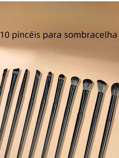 kit 10 Pincéis De Maquiagem Para Sobrancelha Olhos Multifuncional 024-219
