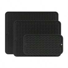 1 قطعة حصيرة سيليكون مانعة للانزلاق لتجفيف الأطباق، حصيرة مطبخ مقاومة للحرارة 16 بوصة * 12 بوصة ~ (30 * 40 سم) مناسبة لأسطح المطبخ أو المغاسل أو بطانات الثلاجة أو الأدراج، قابلة للغسل بسهولة