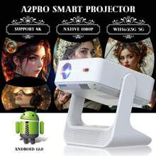 HD Smart Projector, Native 1080P, 8-Inch Smart Touch Screen, Supports 4K, WiFi 6, Android 12, Auto Focus, Auto Trigonometric Correction, 180° Rotating Gimbal, Desktop Mount, HD TV Output, Compatible With Phones, Laptops, TV Sticks, Wide Compatibility, Built-In Speakers, Perfect For Home Theater, Gaming Entertainment - UK Plug(220-240V) - View 2