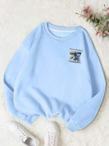 Tween Boys Casual Ocean Style Shark Pattern Round Neck Long Sleeve Sweatshirt Autumn And Winter Student Boys Clothes