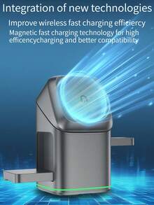 Cargador inalámbrico 3 en 1, estación de carga inalámbrica plegable con rotación de 180°, cargador inalámbrico portátil para iPhone, y , compatible con dispositivos portátiles