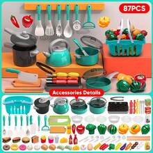 Kids Kitchen Playset, Suitable For Boys And Girls, Includes Cooking, Stir-Frying, Cutting Vegetables And Other Kitchen Utensils, As Well As Musical Simulated Tableware
