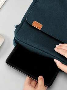 Navy Blue Nylon Shoulder Messenger Bag, Suitable For 11"/13" Tablet Sleeve, Portable Multifunctional Laptop Bag - Navy Blue - View 6