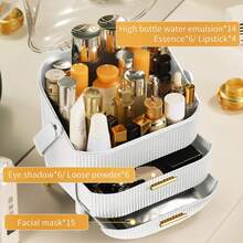 1PC Independently Designed Lightweight Luxury Cosmetics Storage Box, Skincare Product Covered Handheld Large Capacity Dust-Proof Makeup Box - Multicolor - View 4
