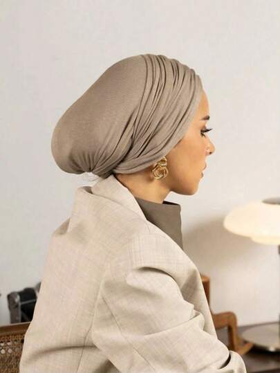 1pc Women's Instant Classic Solid Color Hijab, 3 Different Wearing Methods, Versatile & Practical Elastic Headscarf, Soft Modal Fabric, Comfortable For Daily, Sports, Yoga Wear