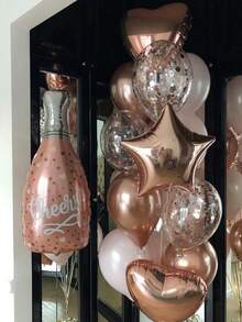 11PCS Champagne Bottle Aluminum Film Balloon, 12 Inch Rose Gold Sequined Latex Balloons Set, Birthday Party Bridal Showers Wedding Anniversary Decorative Props Valentine's Day, Mother's Day, Graduation