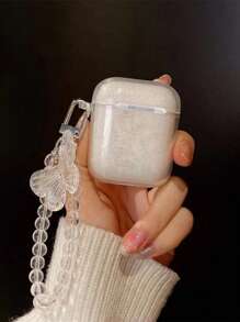 闪亮耳机盒，配闪光蝴蝶和水晶链 - 彩色 - 查看 3