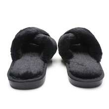 Women's Flat Open Toe Fluffy Slippers, 2025 New Lightweight Warm Comfortable Casual Strap Bedroom Slippers - Black - View 10