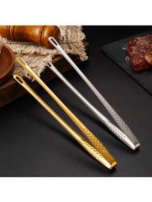 New 304 Stainless Steel BBQ Tongs, Extra Long Bread Tongs, Gold Color Household Self-Serve Strawberry Tongs