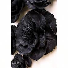CZ Black Paper Flowers Decorations For Wall Black Artificial 3D Flowers For Wedding Decor  Shower Bridal Shower Set 6 8434 - màu đen - Xem 4