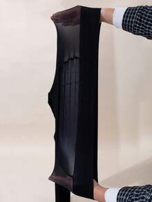 1 Cặp quần tất co giãn, mỏng, bóng, mật độ cao - màu đen - Xem 4