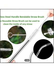 5 Stainless Steel Reusable Cleaning Brushes - Perfect For Cleaning Glass, Silicone, Metal Straws, And More! Easter Gifts, Teacher Gifts, Birthday Gifts, Christmas Gifts. Straw Cleaning Tool, Very Suitable For College Students, Convenient To Carry Dormitory Straw Cleaning Brush.