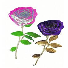 1 件粉色亮片百合花贴片，时尚闪亮熨烫贴片，适用于衣服 DIY 贴花，情人节、夏季、学校等场合。