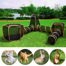 Outdoor Play Tent Tunnel Cube Compound Pet House 6 In 1 For Cat Puppy Dog Rabbit - Black - View 2