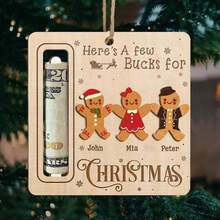 1/4/6 Pcs Christmas Gift Money Clips, Perfect For Christmas Party Celebrations, Party Favors And Decorations, Cash Blessings, Home Decoration Pendants, Christmas Gift Ornaments, Christmas Tree Decoration Pendants, Durable Woodwork. Gift Wrapping Accessories.