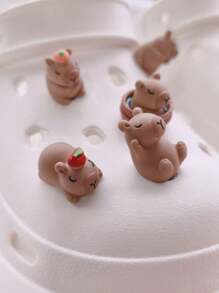 5/10 件可爱水豚卡通鞋饰 - 可爱动物装饰，适合女士、男士、女孩、男孩的木屐和凉鞋，适合夏季休闲鞋