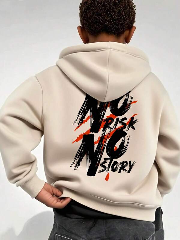 1pc Tween Boys' Casual Printed Pullover Hoodie Sweatshirt, Fleece Lined, Long Sleeve, Autumn/Winter