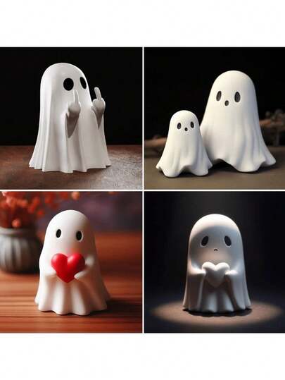 全新万圣节可爱白色幽灵派对装饰、庭院装饰、书桌装饰、小雕像、节日派对惊喜礼物