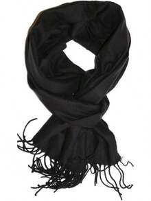 Soft Luxurious Classic Cashmere Feel Winter Scarf With Box, Cozy Warm Scarf - 純黑色禮品 - 查看 1