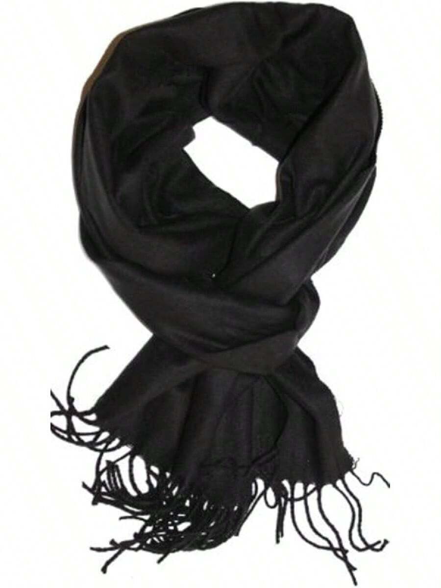 Soft Luxurious Classic Cashmere Feel Winter Scarf With Box, Cozy Warm Scarf - 純黑色禮品 - 查看 1